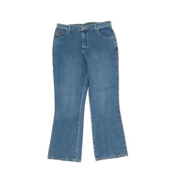 Lee Bootcut Women's size 14 Short Medium Wash Blue Denim Jeans - Picture 1 of 4